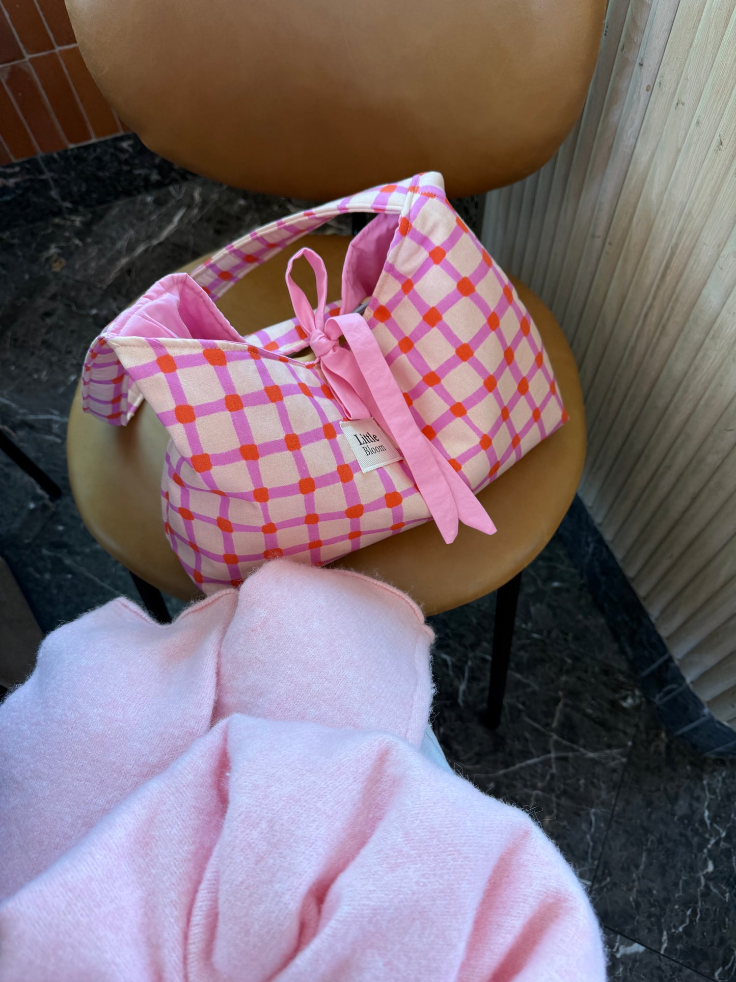 Handmade Cotton Shoulder Bag: Pink Bag for Women