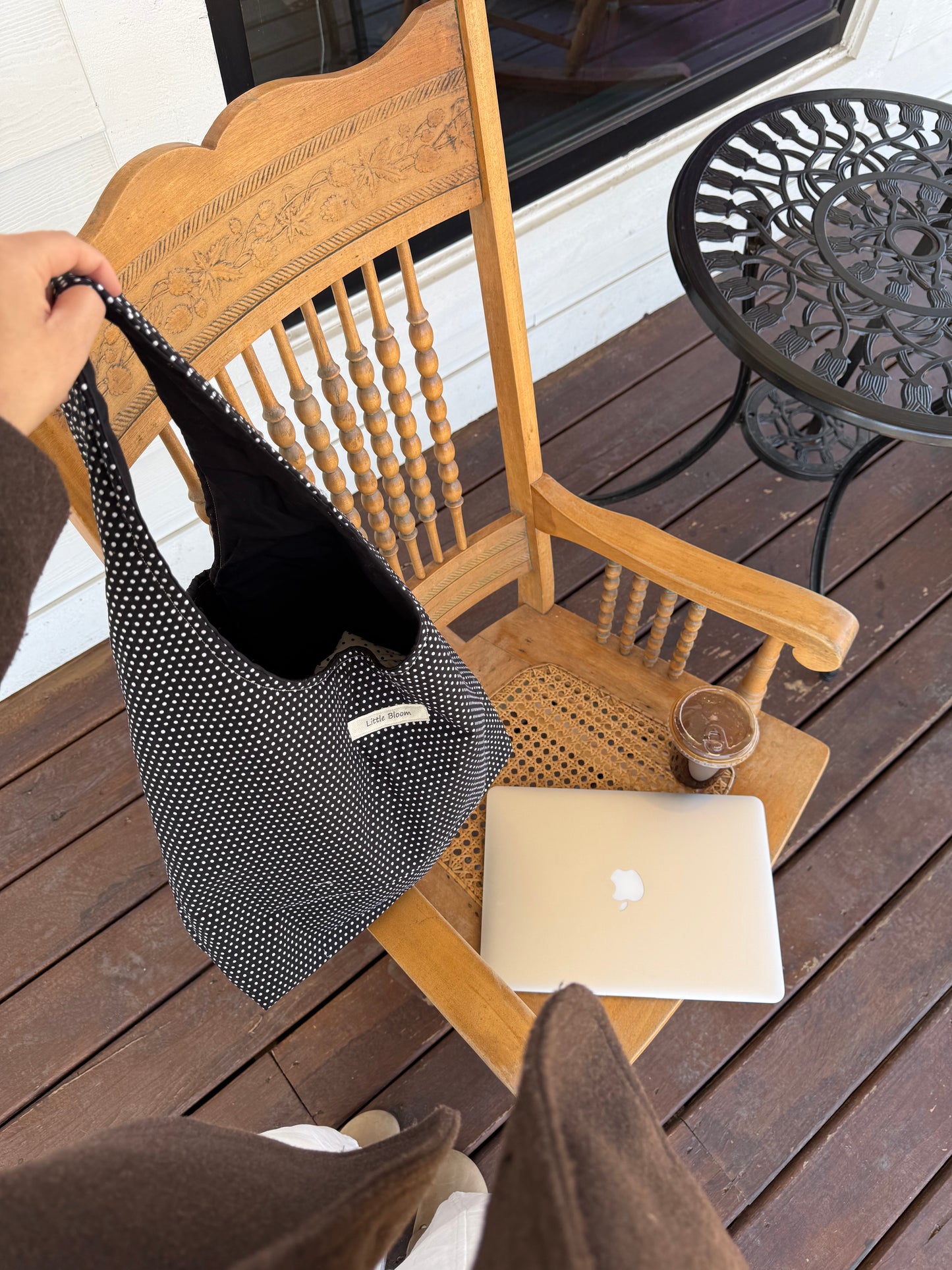 Black polka dot bag
