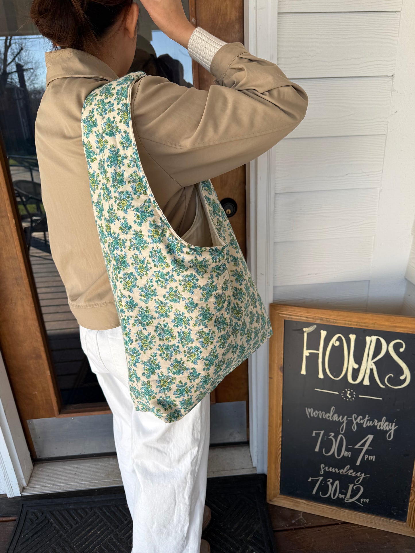 Floral Cotton Tote Bag | Shoulder Bag for Women