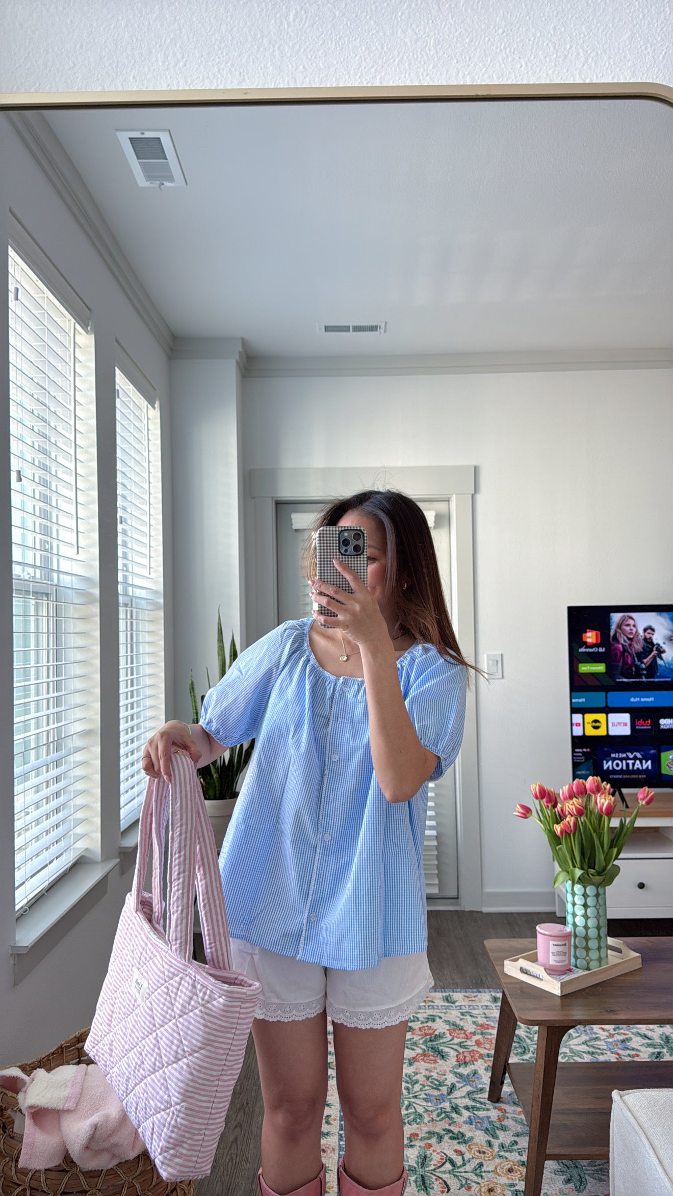 stripes Cotton Shoulder Tote Bag for Women | Everyday Bag