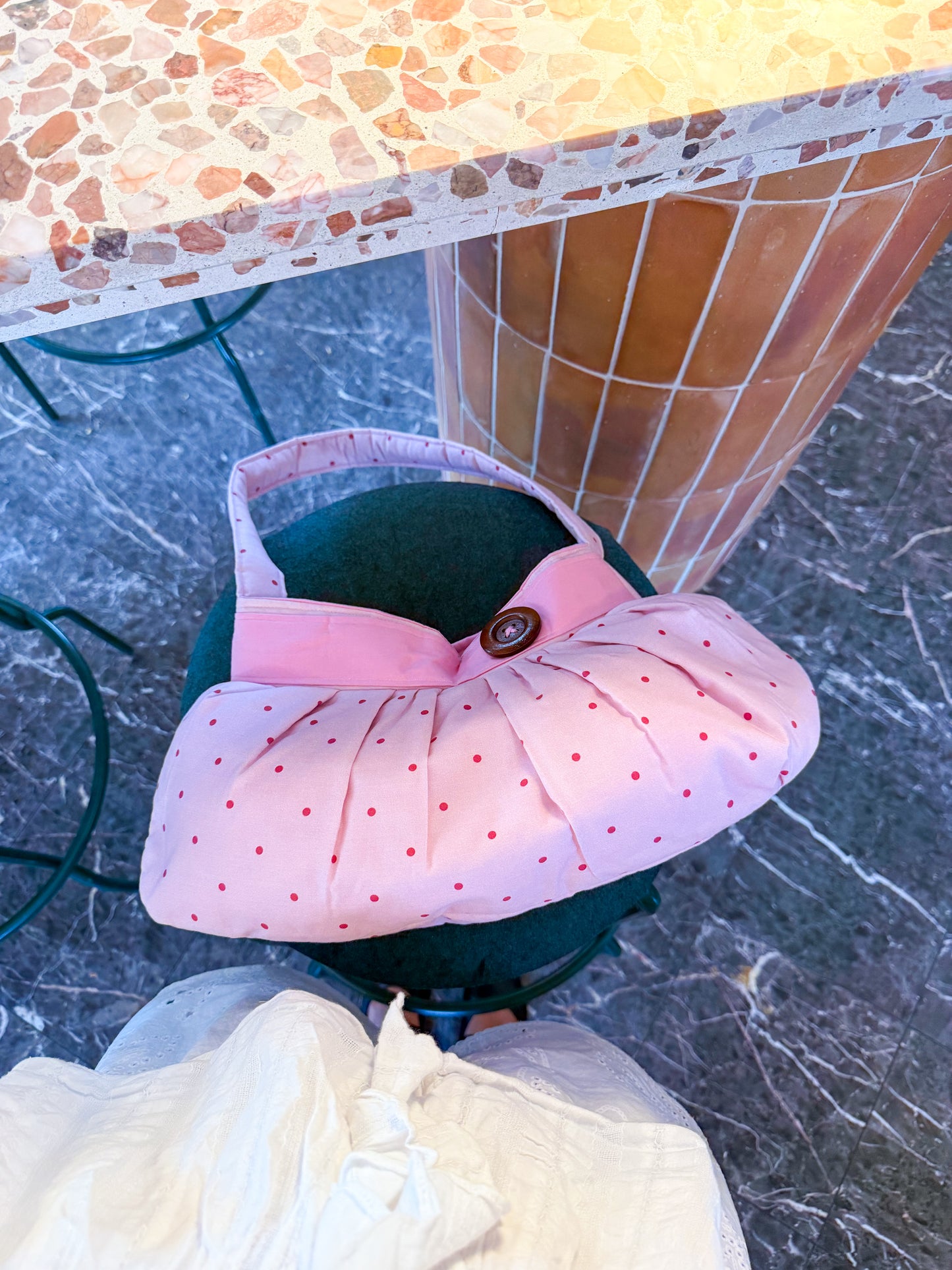 Handmade Cotton Button Bag | pink Shoulder Tote Bag for Women
