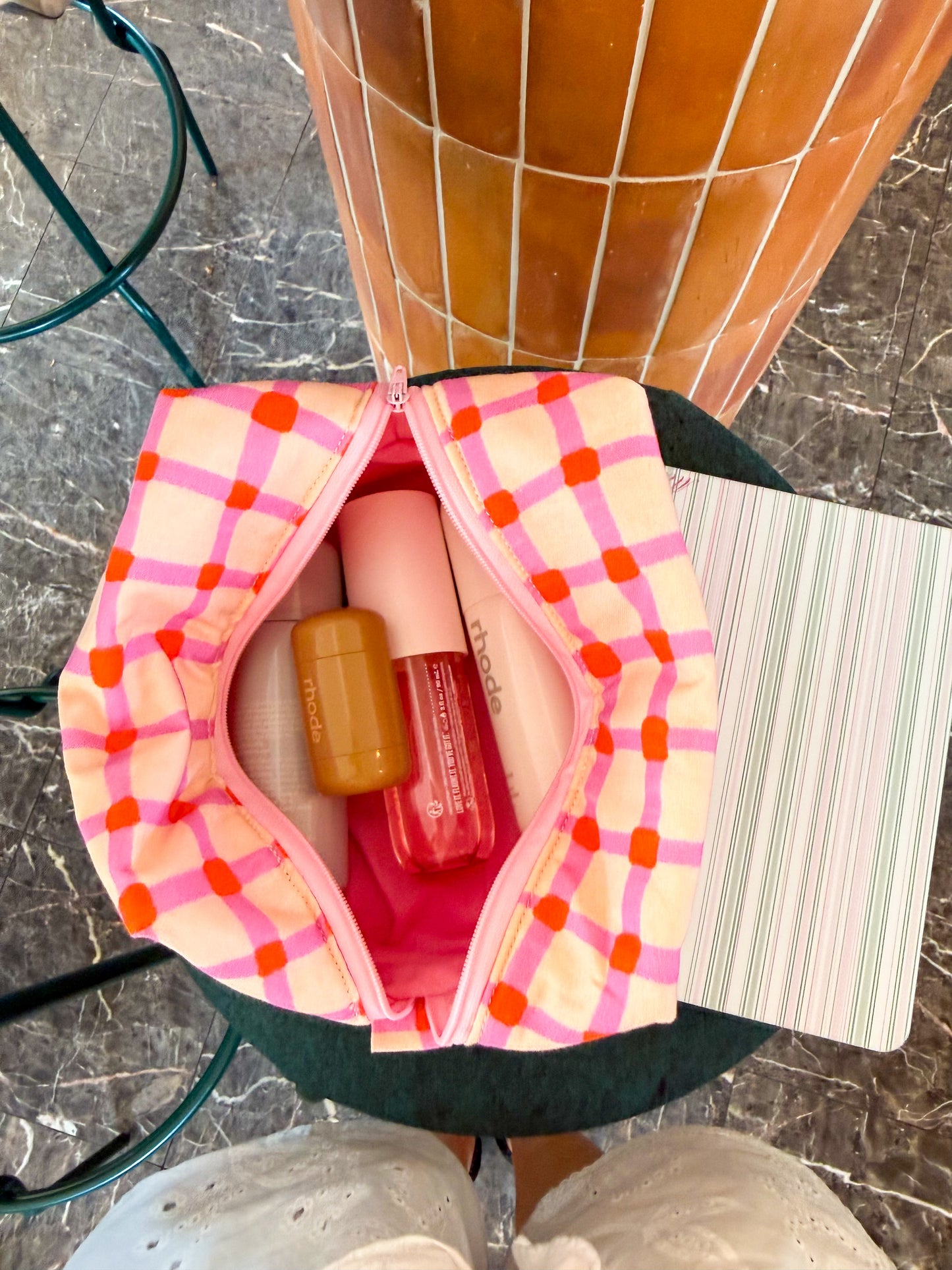 Handmade Cotton Makeup Pouch: Travel Toiletry Cosmetic Zipper Pouch