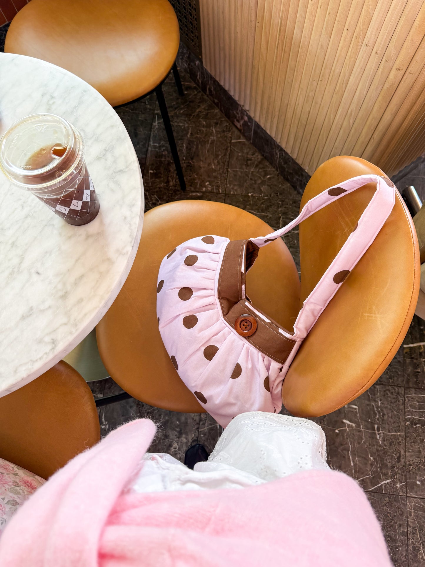 Handmade Cotton Button Bag | pastel pink Shoulder Tote Bag for Women