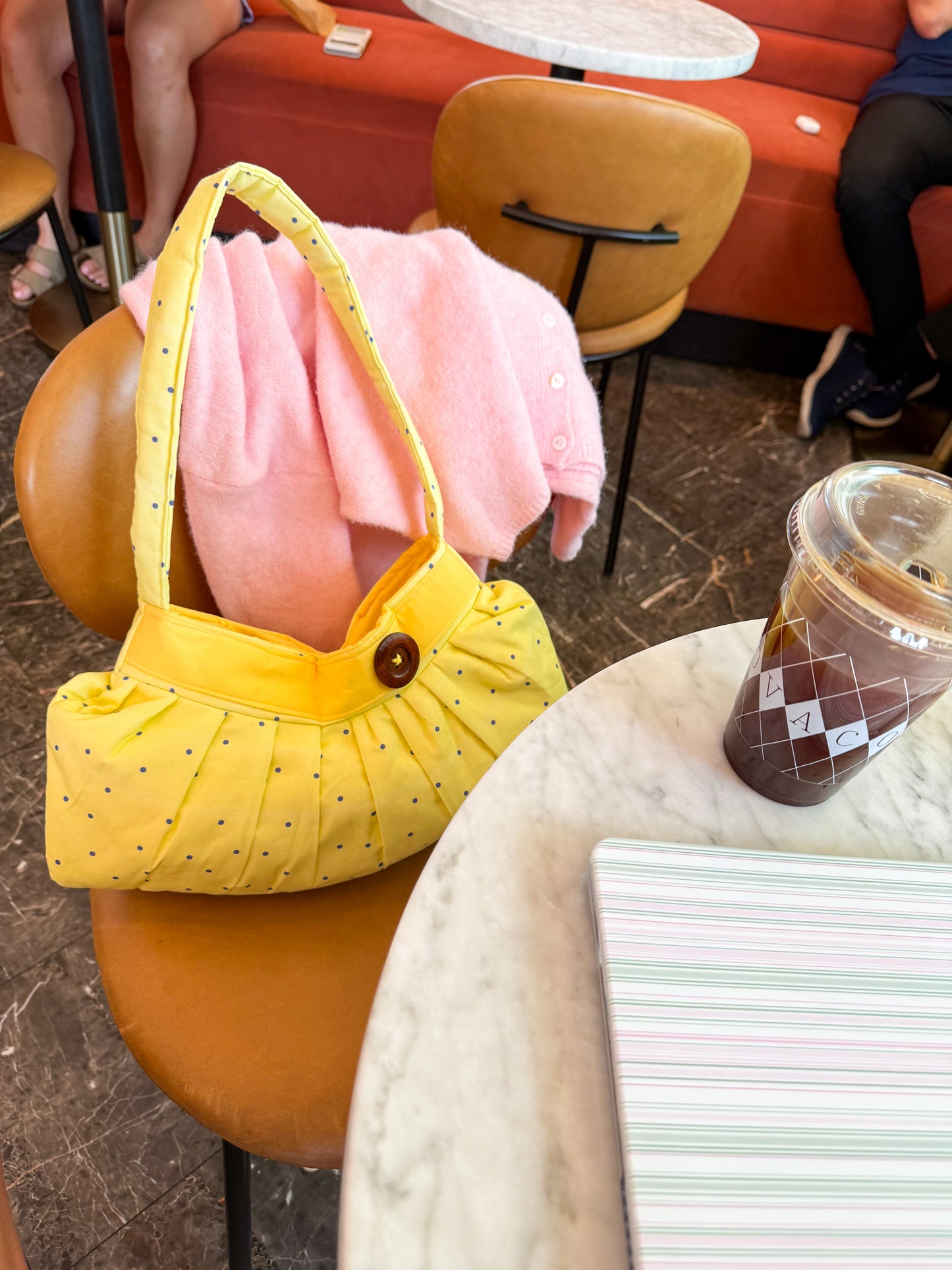 Handmade Cotton Button Bag | Yellow Shoulder Tote Bag for Women
