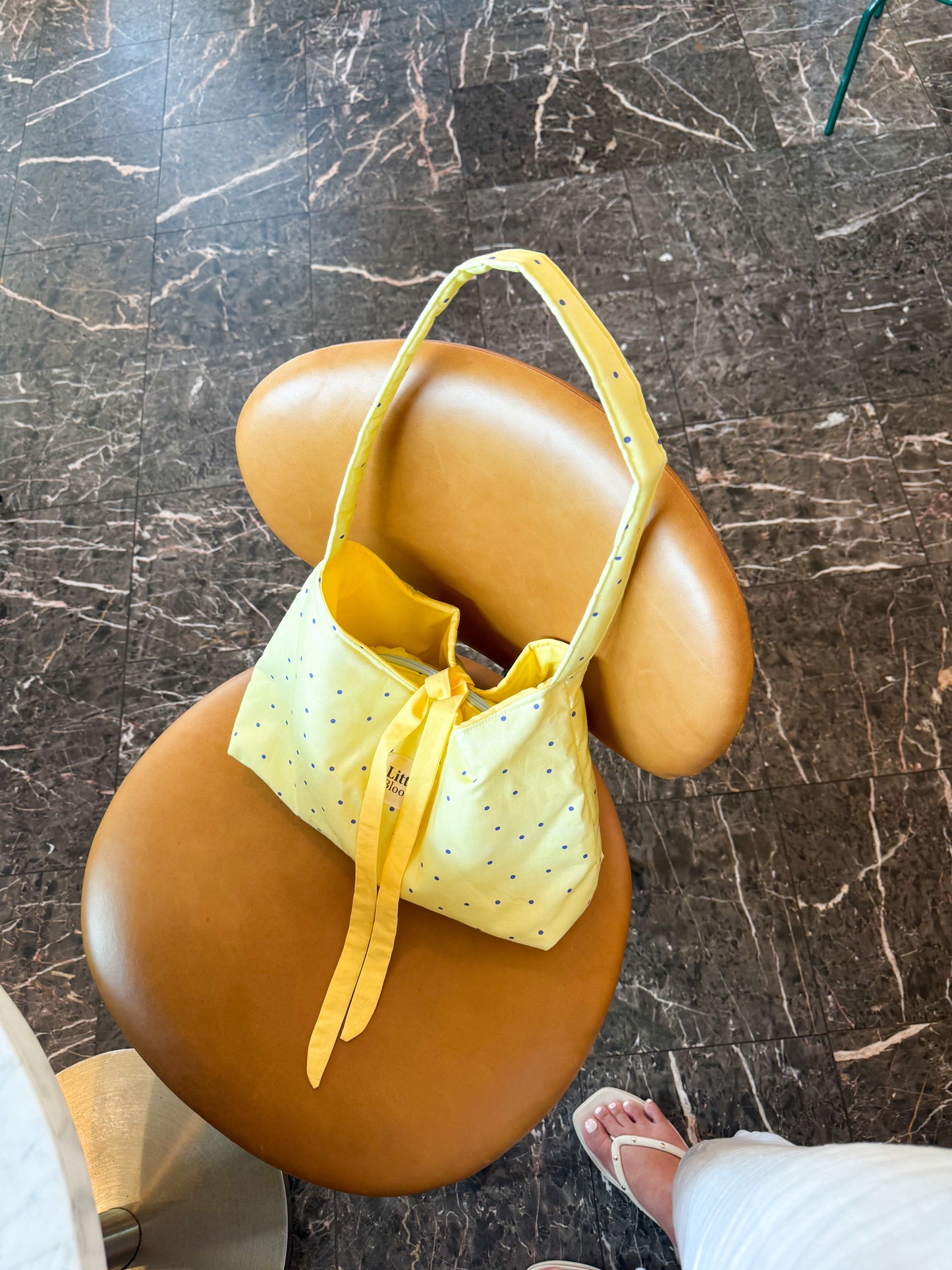 Handmade Cotton Shoulder Bag: yellow polka dot Bag for Women