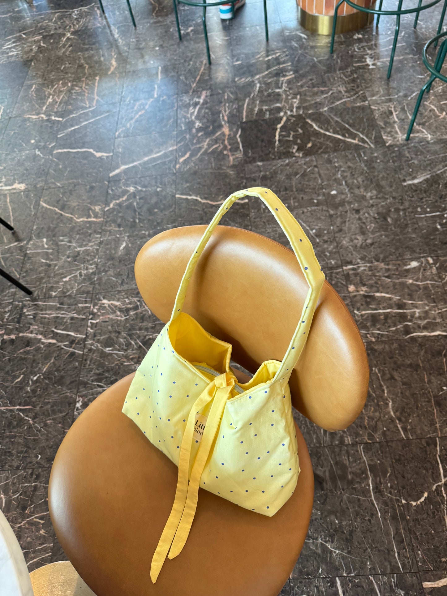 Handmade Cotton Shoulder Bag: yellow polka dot Bag for Women