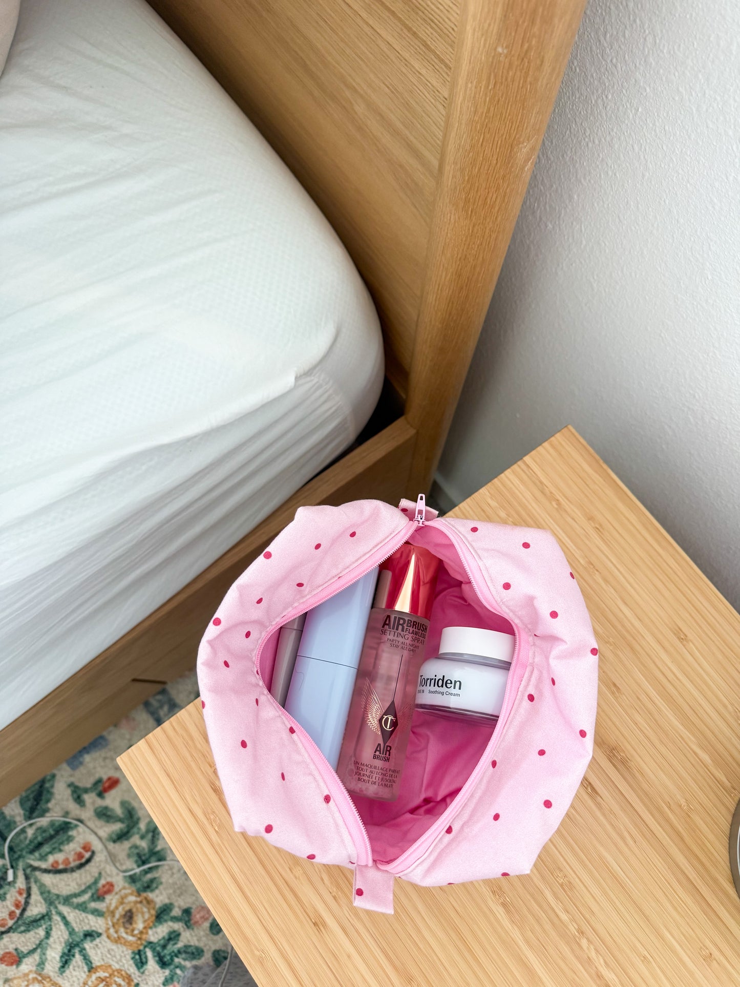 Handmade Cotton Makeup Pouch: Travel Toiletry Cosmetic Zipper Pouch