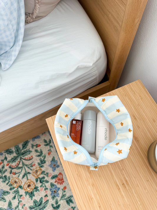 Handmade Cotton Makeup Pouch: Travel Toiletry Cosmetic Zipper Pouch