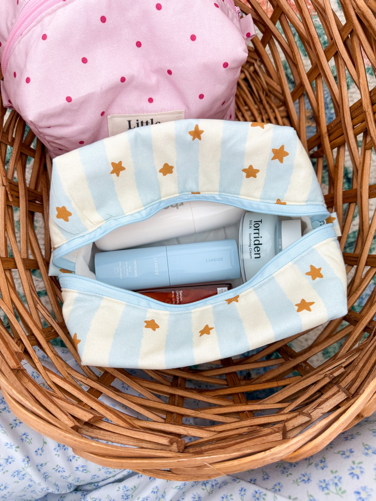 Handmade Cotton Makeup Pouch: Travel Toiletry Cosmetic Zipper Pouch