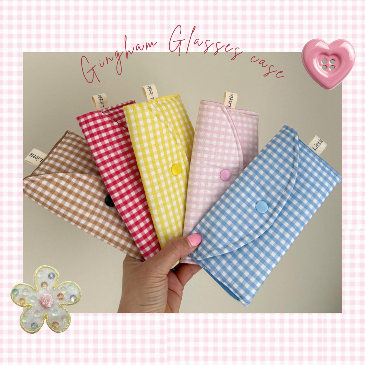 Gingham Glasses Case, Soft Fabric Glasses Pouch, Sunglasses Case, Glasses Sleeve, Cute Glasses Case